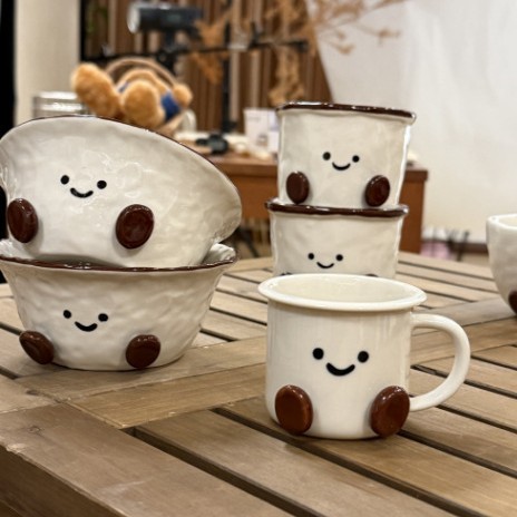 超かわいいココアビーンズシリーズ かわいいミニボウル 両耳カップ かわいい朝食カップ|undefined