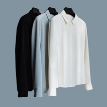 2025春新款45姆米重磅真丝衬衫女长袖气质通勤桑蚕丝衬衣简约宽松