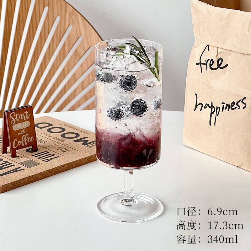 果汁杯高脚杯ins风高颜值玻璃杯果茶杯苏打饮料气泡水杯鸡尾酒杯|undefined