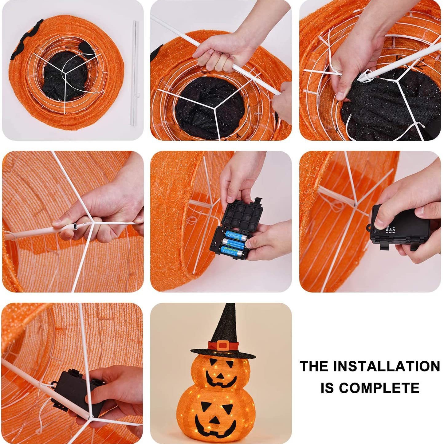 50灯3フィートハロウィーンカボチャ折り畳み提灯上昇縮み布halloween室内小貨物倉包装