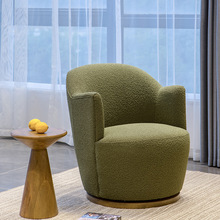 北欧乡村中古复古简约实木软包转椅墨绿色做旧沙发椅室内休闲椅子