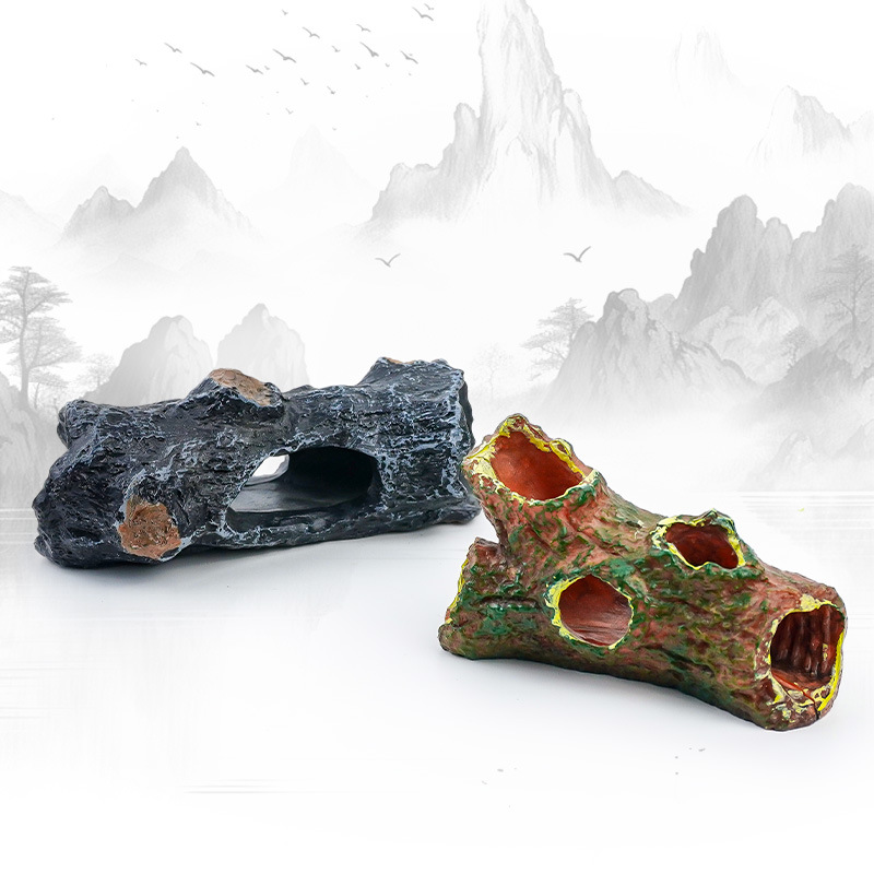Cueva de Tronco de Árbol para Acuario y Reptiles de PVC Decorativo Refugio