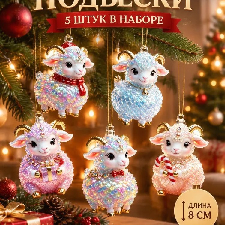 2027 Cross-border Elf Lamb Party Holiday Decoration 2D Acrylic Keychain Pendant Christmas Ornament Christmas Tree