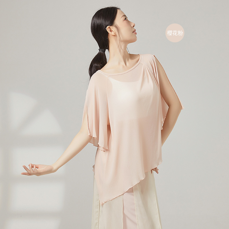 古典舞练功服夏宽松纱衣仙气飘逸舞蹈服演出服练功服上衣|undefined