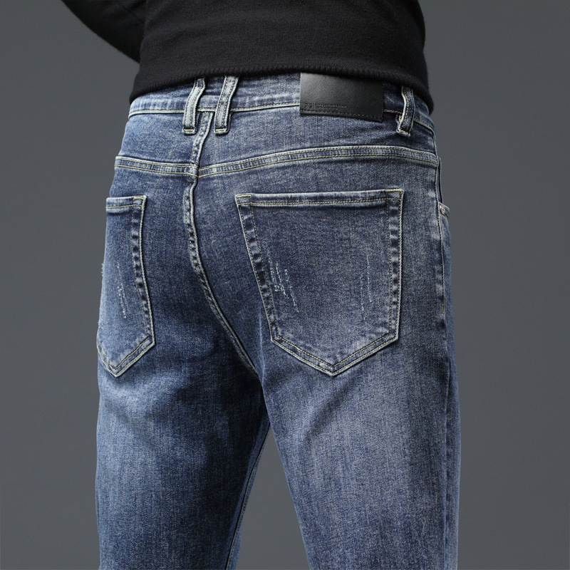 2023 primavera y otoño nuevos pantalones vaqueros delgados para hombres estilo coreano delgado elástico urbano suelto recto tendencia pantalones