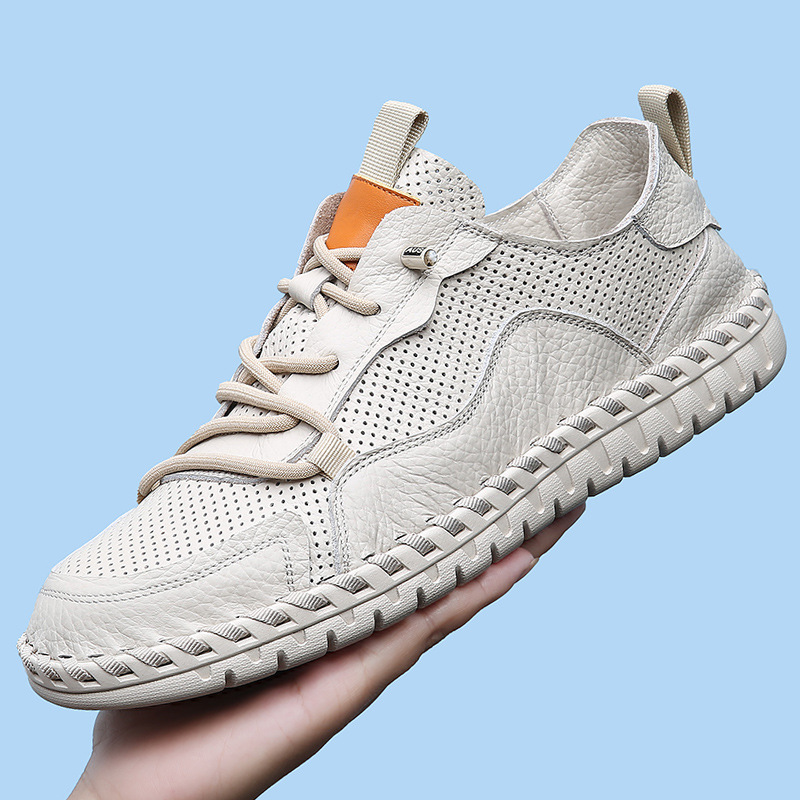 First-Layer Cowhide Hollow-Out Men's Handmade Shoes, Thin Sandals, Niche Mesh Shoes, New Summer Breathable Perforated Shoes First-Layer Cowhide Hollow-Out Men's Handmade Shoes, Thin Sandals, Niche Mesh Shoes, New Summer Breathable Perforated Shoes
