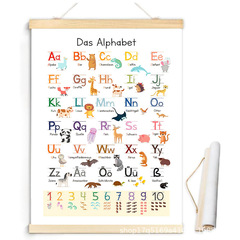 ABC アルファベットと数字 123 動物ポスター教室壁画幼稚園キャンバス絵画掛け軸子供部屋の装飾