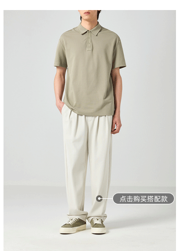 Áo polo nam cotton pique 210g cổ bẻ tay ngắn — Màu đen chi tiết 15