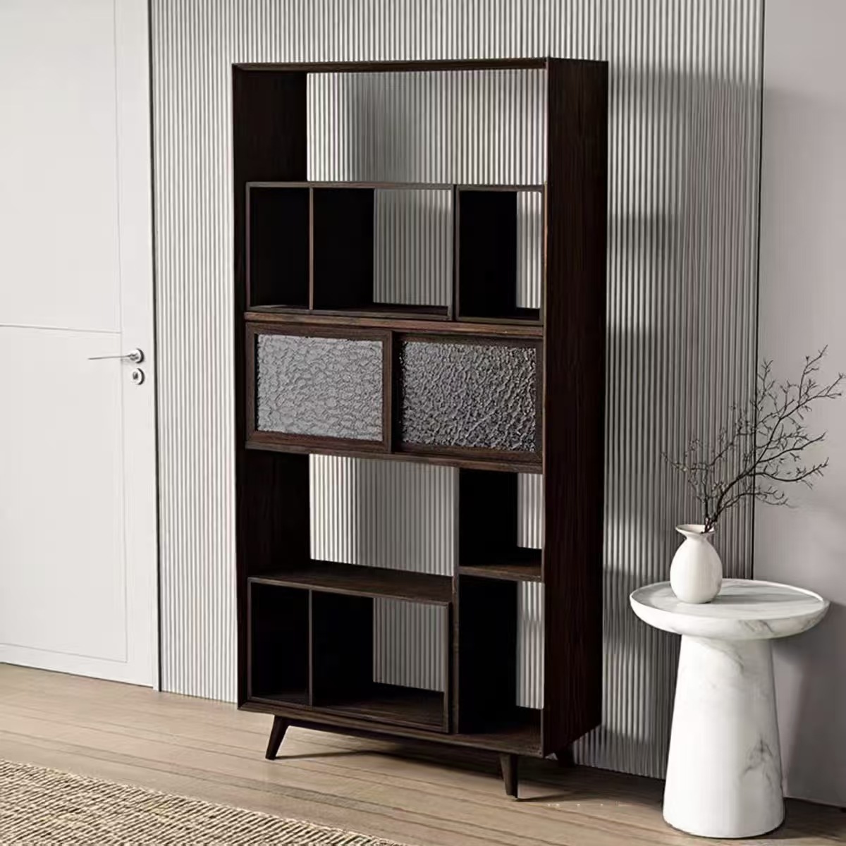 侘寂风博古架老榆木客厅隔断多宝阁瓷器摆件展示架中古收纳柜书柜