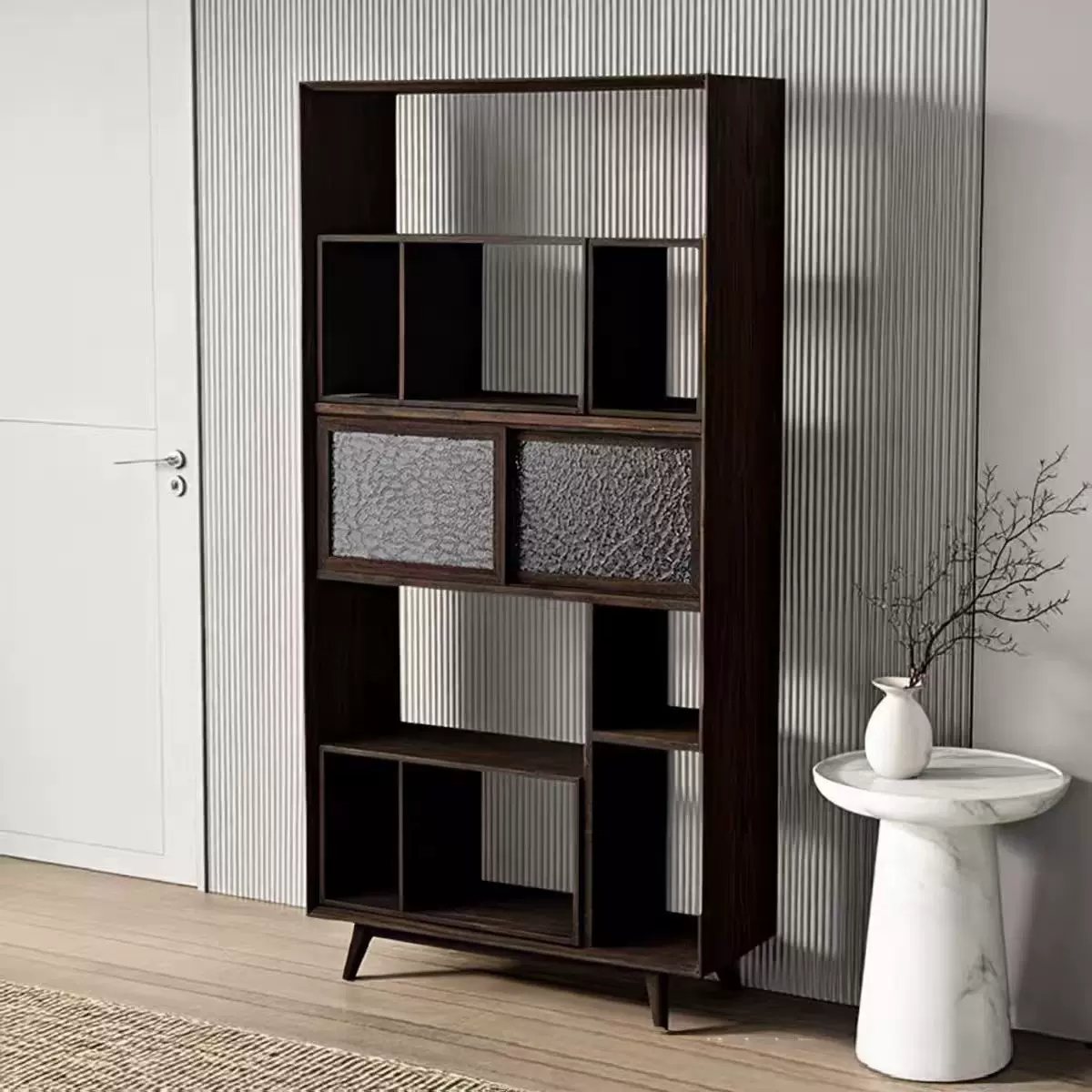 侘寂风博古架老榆木客厅隔断多宝阁瓷器摆件展示架中古收纳柜书柜