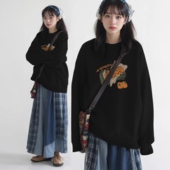 怠惰な風の丸首の衛衣の女性の春秋の薄い金の2025新型の純綿のゆったりしている美工の重いポンドは頭の上着のinsをかぶせます。