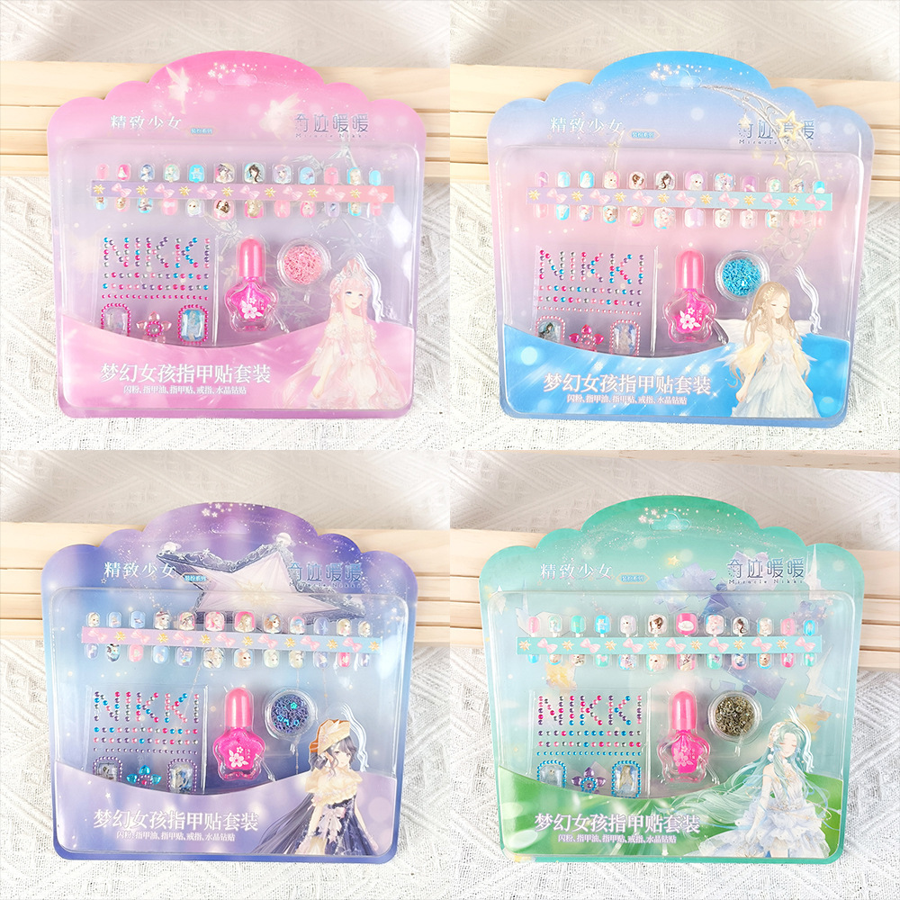 Blister hecho a mano bricolaje niños vistiendo uñas para niños niños pequeños Frozen Princess Aisha Nail Parche image 4