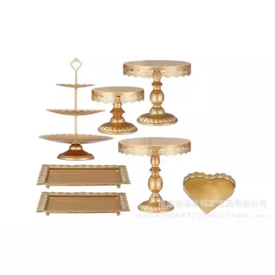Estante de pastel europeo de hierro forjado conjunto de decoración de boda postres tienda de bocadillos estante de baile prop bandeja de pastel