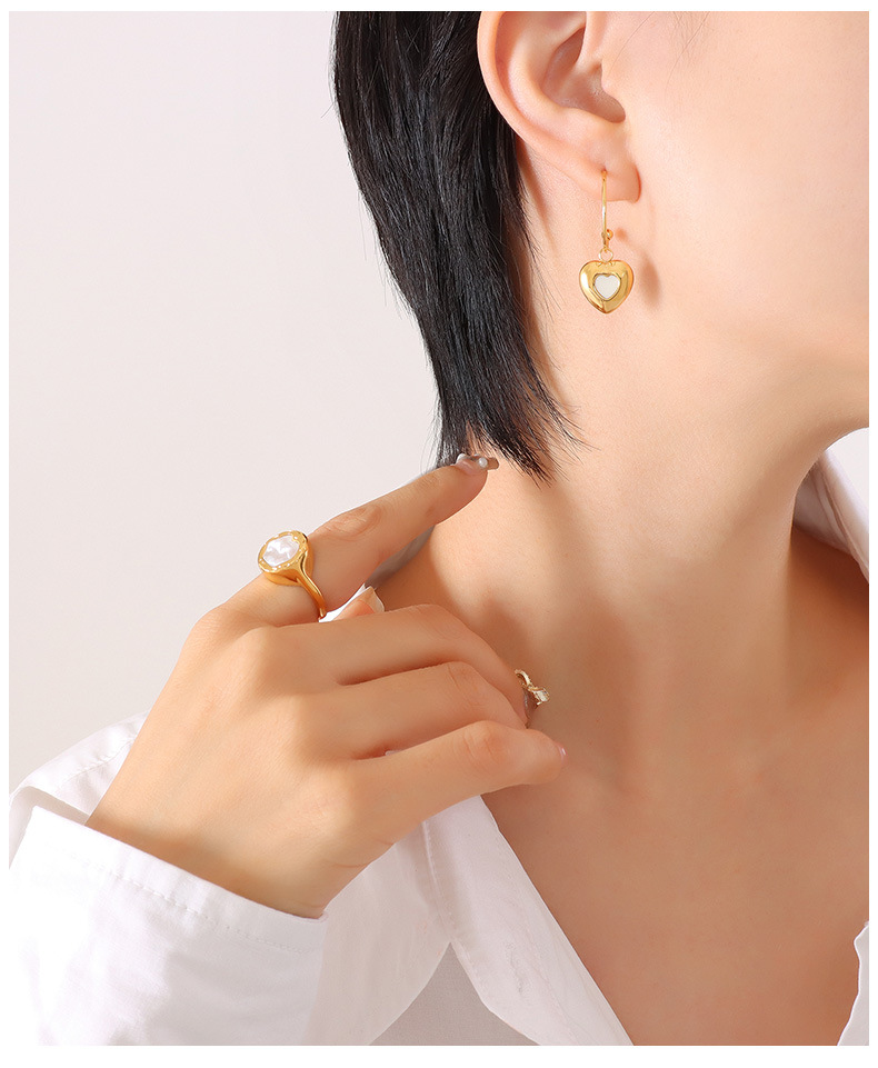 Womenu0027S Retro Heart Shape Titanium Steel Earrings Plating Zircon Stainless Steel Earrings