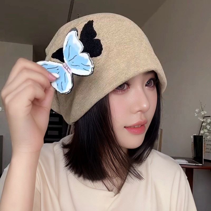 2024 nuevo gran cinturón de cabeza desmontable sombrero de mariposa tridimensional mujer dulce cool multifuncional sombrero frío mostrando la cara pequeña sombrero pila