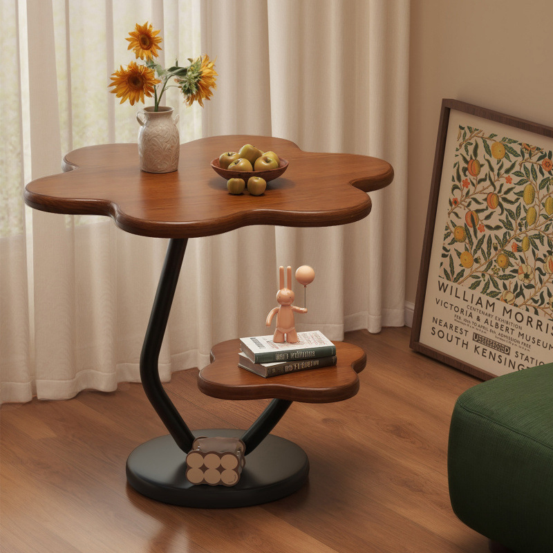 Sofa Side Table for Living Room, Small Coffee Table, Bedroom Bedside Table, Balcony Small Round Table, Retro Style Small Table Storage Rack