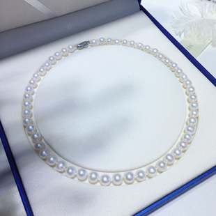 Vintage plain chain clavicle chain tian ran fresh water 7 8 9 round micro flaw bright pearl necklace finished wholesale