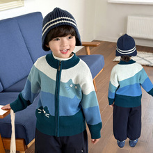 男童秋冬毛衣针织开衫2025秋季新款儿童外套新款外出拉链衫圆领