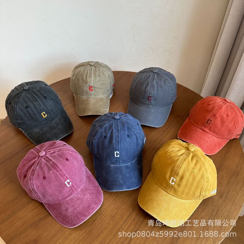 复古做旧水洗牛仔棒球帽女春夏街头时尚显脸小软顶帽子情侣鸭舌帽|undefined
