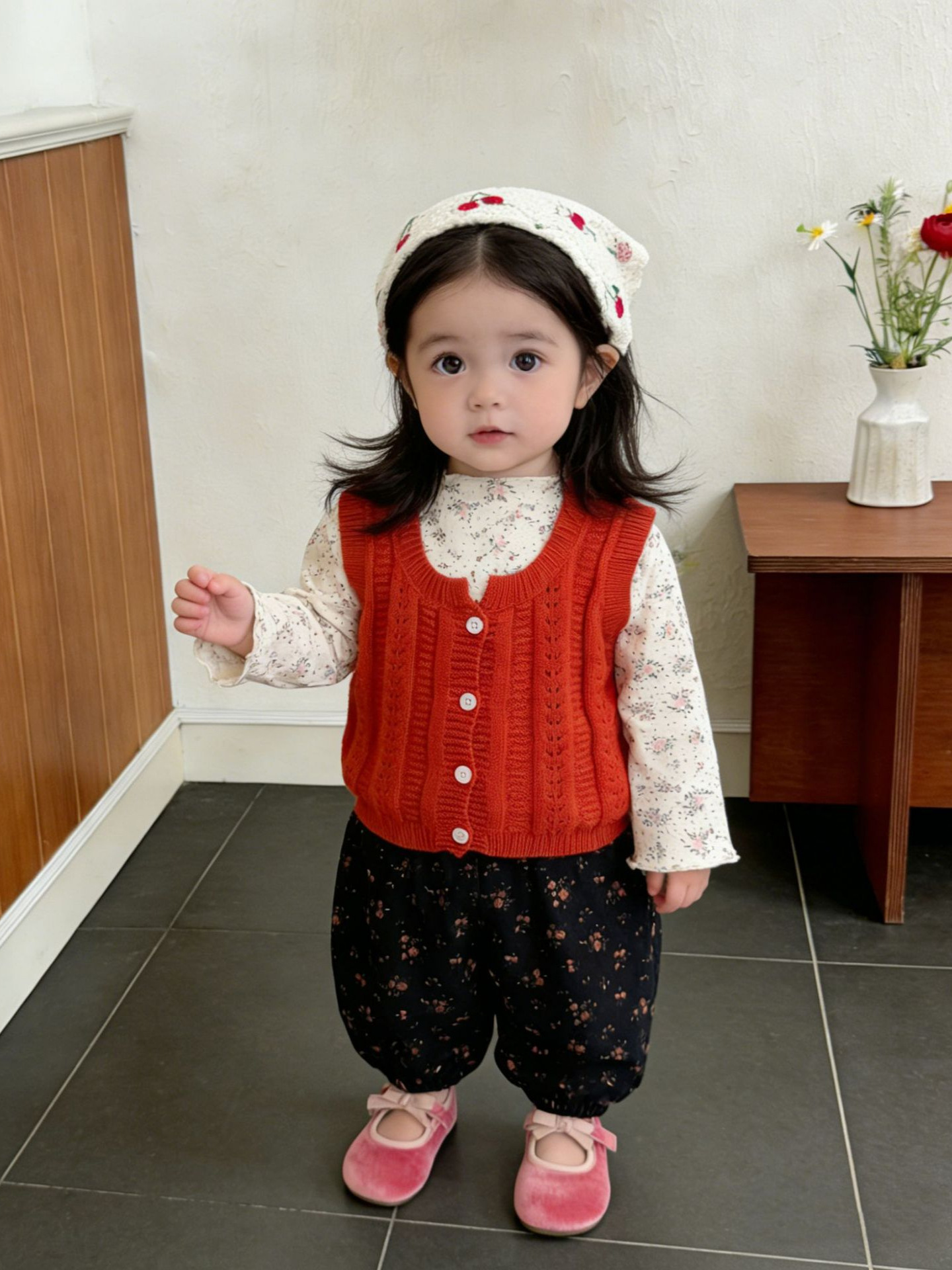 Niñas de primavera 2026 nuevo chaleco de moda de otoño estilo coreano chaleco de punto extranjero vestido de bebé sin mangas