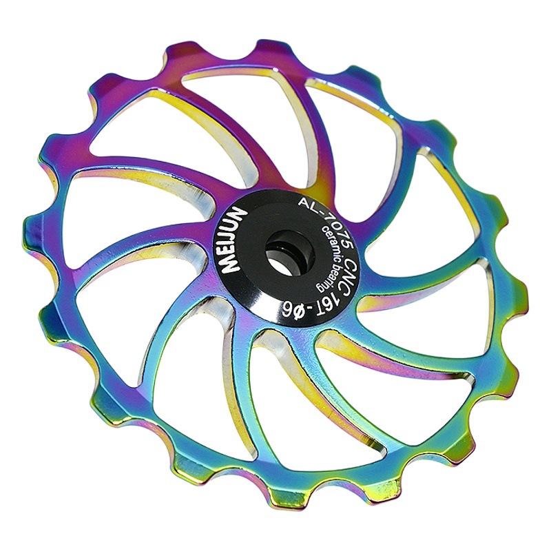 Guía de aleación de aluminio de la bicicleta rueda 14T15T16T cerámica Peilin rodamiento de montaña bicicleta de carretera plegable coche trasero Dial Guía