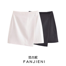 ZR外贸批发 欧美风女装法式混纺不对称设计短款迷你裙 1164152002