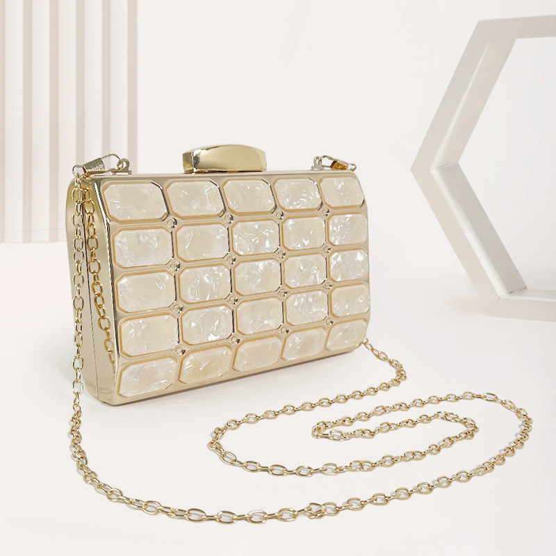 Buckle Closure Type Arylic Geometric Square Evening Bags