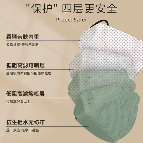 KN95 Morandi color 3D stereoscopic high-end fish-mouth willow leaf type disposable protective individually packaged wholesale