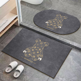 Diatom Mud Mat Bathroom Anti-Slip Mat Modern Simple Cartoon Series Toilet Door Soft Rubber Foot Mat