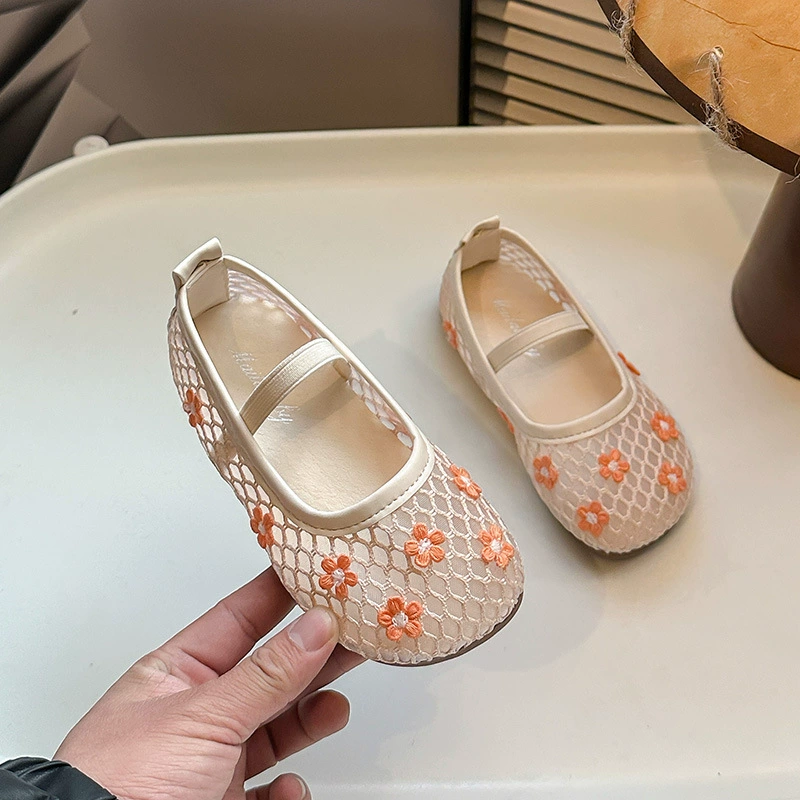 Женские плоские туфли-сетка, лето 2025, новые, круглый носок, французские мэри-джейн, универсальные, дышащие, сетчатые, плоские