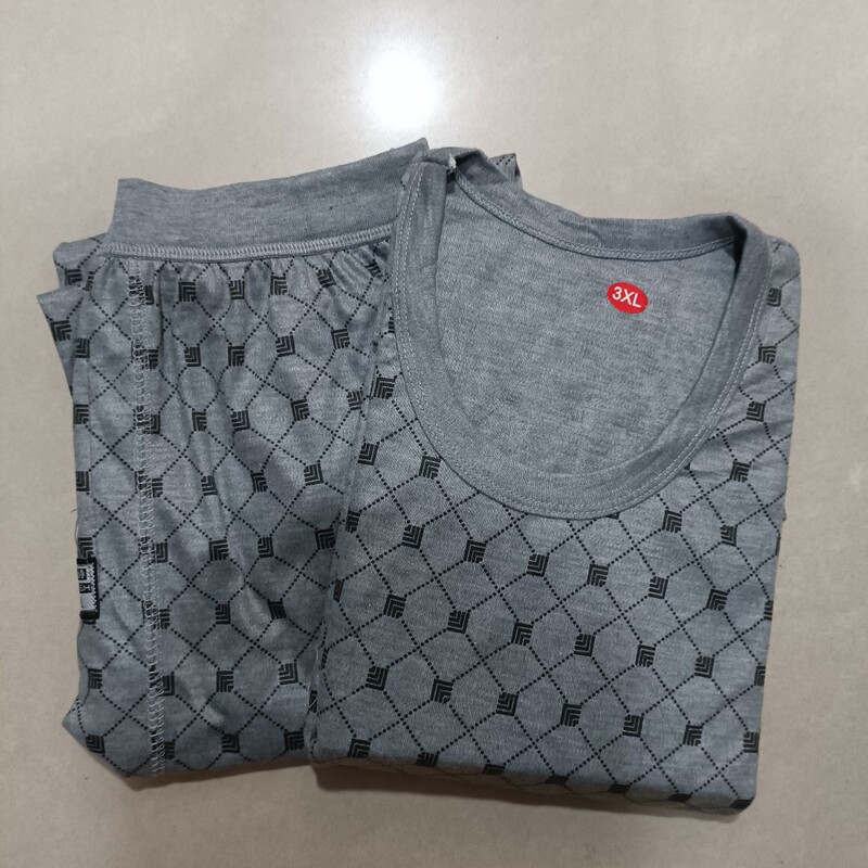 Autumn clothes long pants men's suit single-piece sweater cotton pants thermal underwear middle and low collar middle-aged and elderly printed autumn clothes long pants
