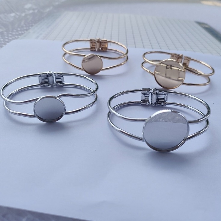 Fashion Open Bracelet Disc Leather Bracelet Middle DIY Groove Hardware Accessories