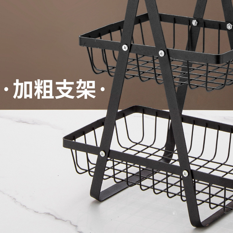 多层水果篮组装铁艺木质收纳架收纳客厅厨房可拆卸水果篮收纳篮|undefined