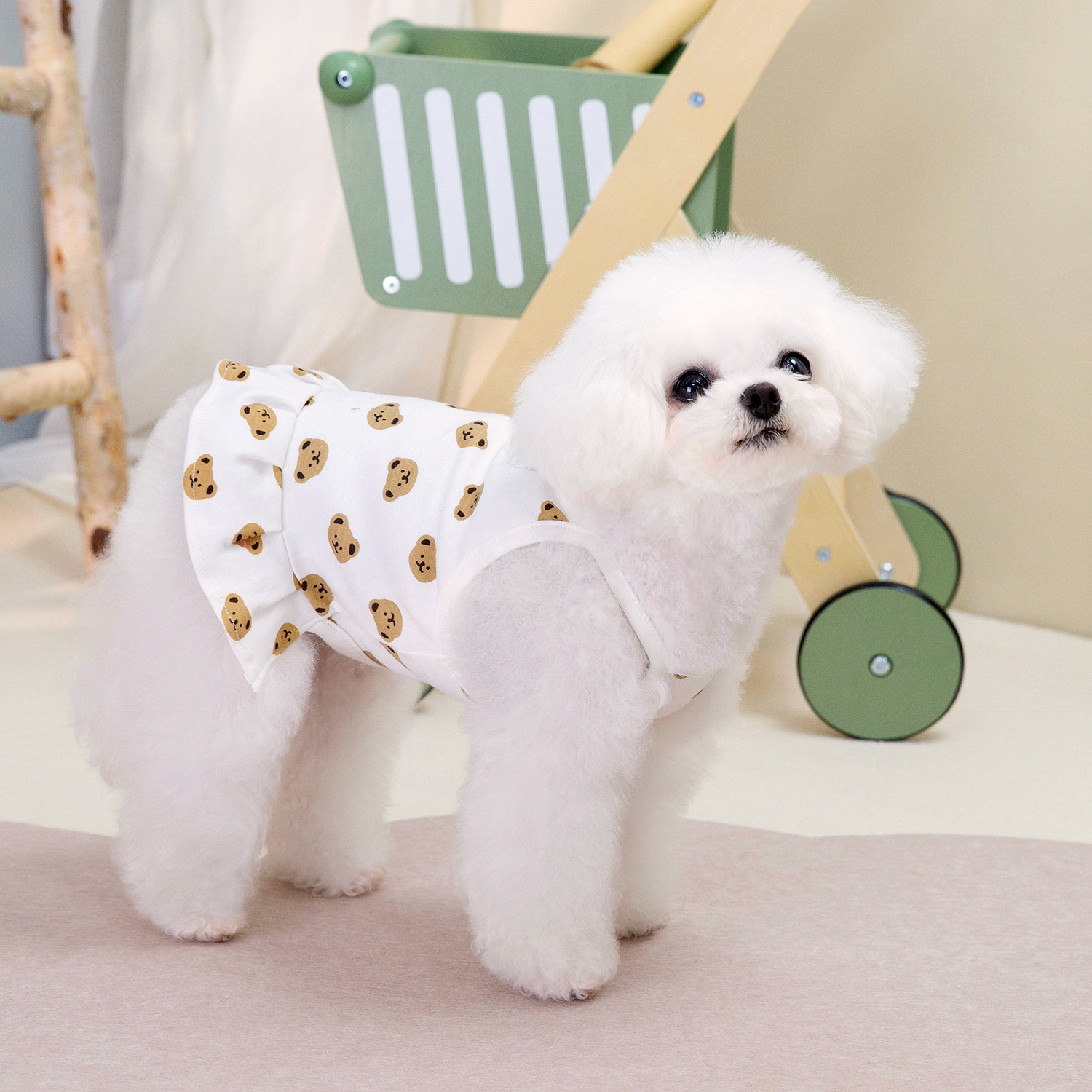 Summer Style Bear Print Camisole Cute Casual Vest For Students Comfortable Polyester Fabric Pet Supplies_voghion.com