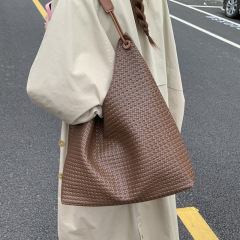 大容量百搭通勤包包女新款时尚复古托特包秋冬质感编织单肩腋下包