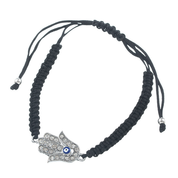 Southeast Asia Cross-Border Popular Black Braided Fatima Palm Lucky Evil Eye Devil's Eye Bracelet Couple Bracelet