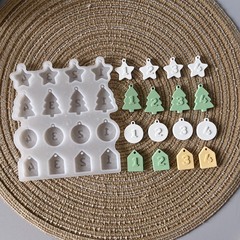 圣诞系列数字吊牌挂牌模具圣诞树降临节挂牌装饰石膏滴胶模具