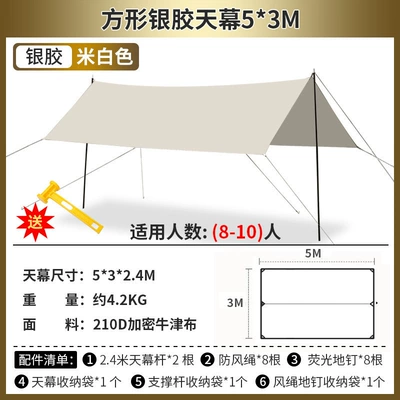 Sunshade Tent Hexagonal Butterfly, Avtomobil yan çətirləri - square-silver-plastic-canopy-off-white-53m-canopy