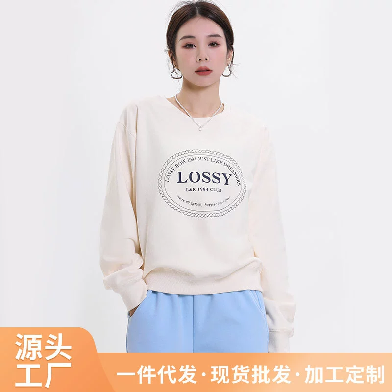 Корейский трендовый бренд LOSSYROW: флисовая толстовка с коротким рукавом, цветом конфеты, с принтом в виде буквы, свободного кроя.