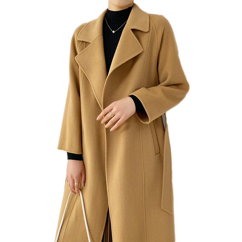Abrigo de Cachemira de Doble Cara para Mujer 100% Lana para Otoño e Invierno