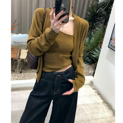 JUEMEI开衫吊带两件套女2025秋新款内搭长袖针织上衣套装显白系列