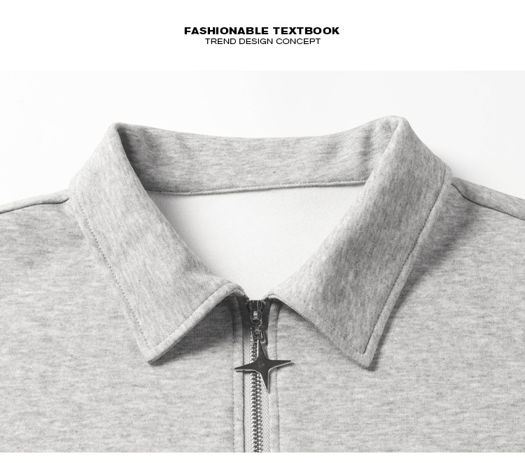 Felpa con mezza zip e collo alto in cotone pesante unisex_voghion.com