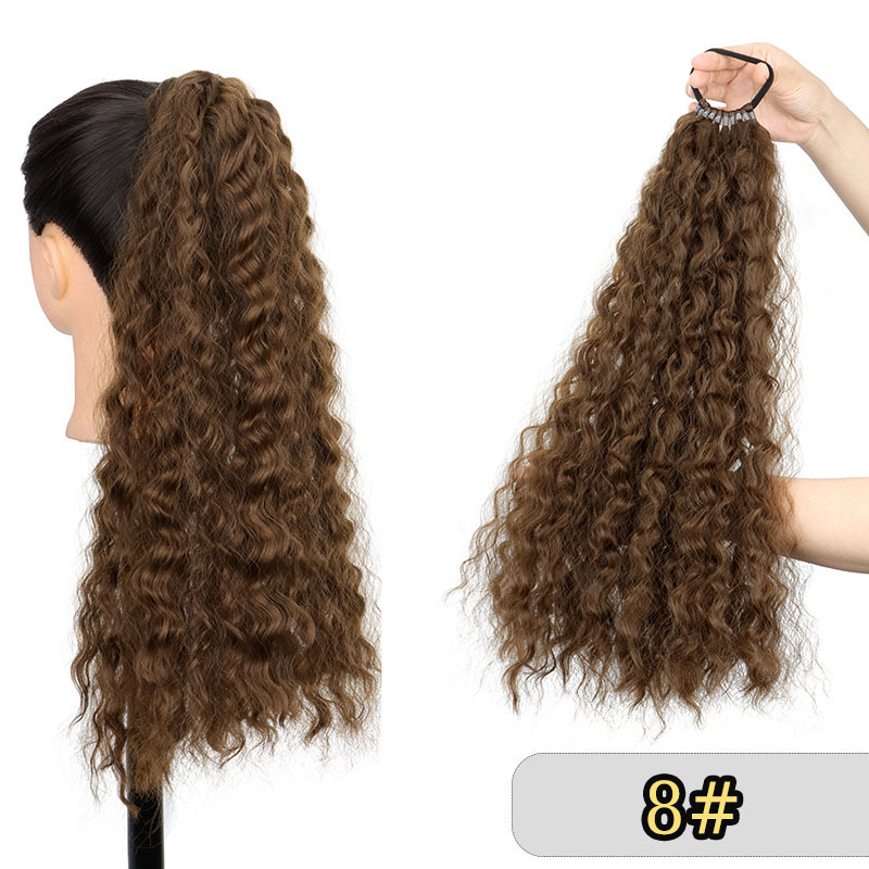 国境を越えた売れ筋女性用ウィッグポニーテール 18inch 小さなカーリー輪ゴムポニーテールヘアエクステンション新しいファッション三つ編みヘア|undefined