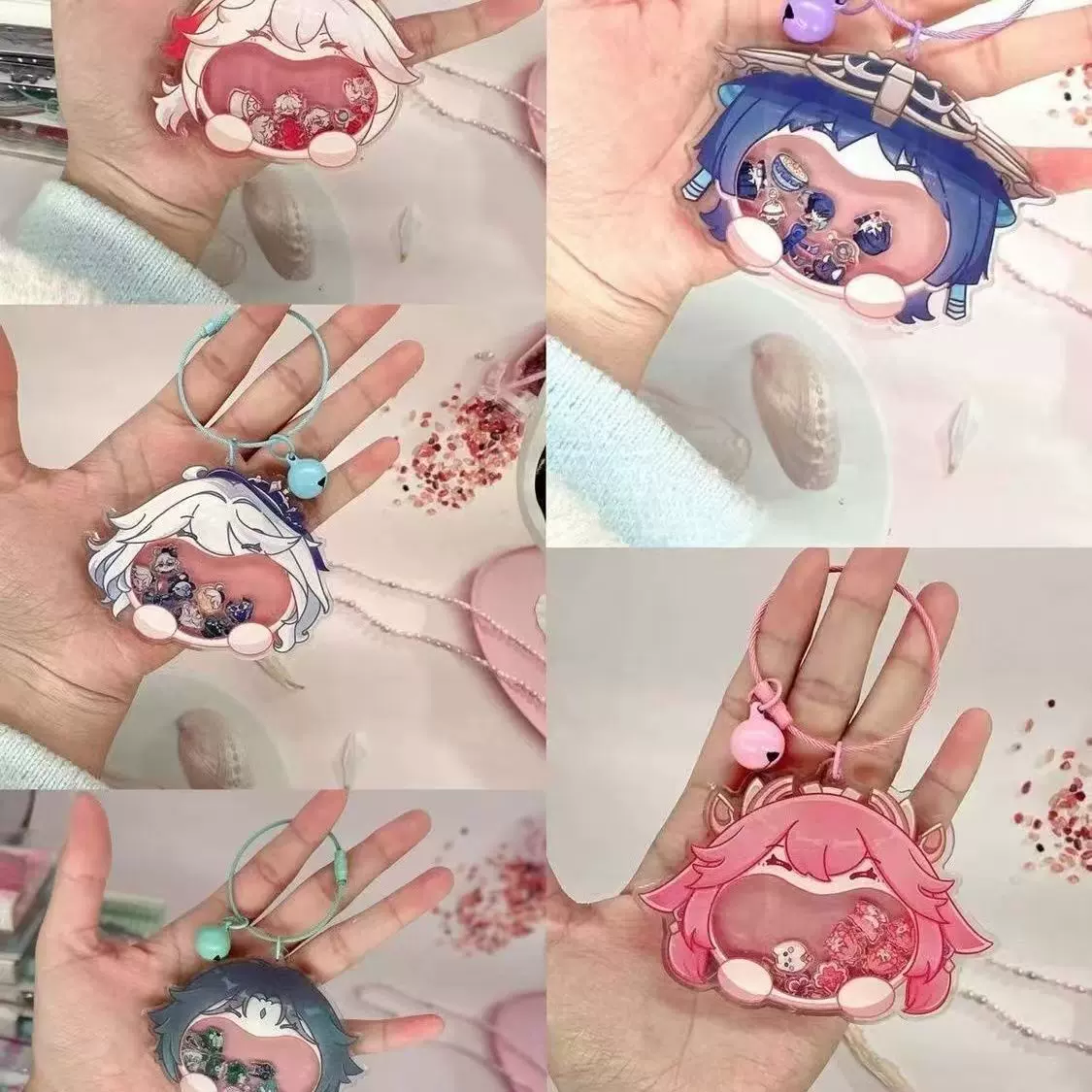 新款原神动漫周边亚克力万叶魈芙宁娜散兵大嘴摇摇乐钥匙扣挂件