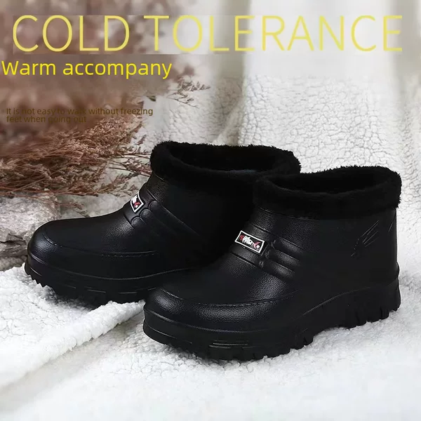 Velvet men's and women's snow boots warm rain boots laundry car wash kitchen sanitary waterproof rain boots kitchen work shoes wholesale