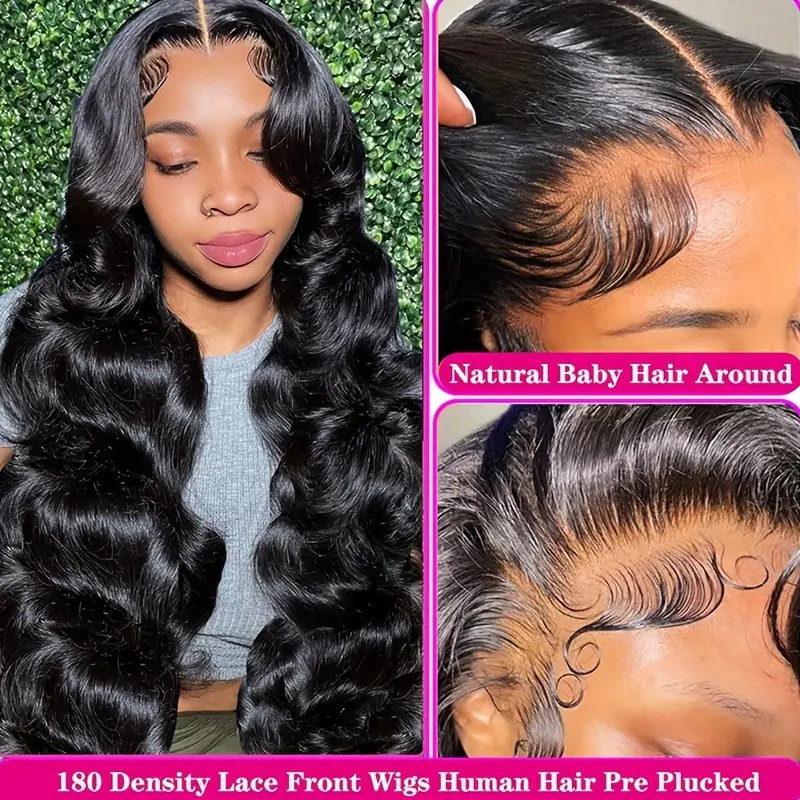Parrucca da donna con frontale in pizzo, capelli lunghi ondulati, riga centrale, parrucca sintetica naturale e soffice, per tutta la testa._voghion.com