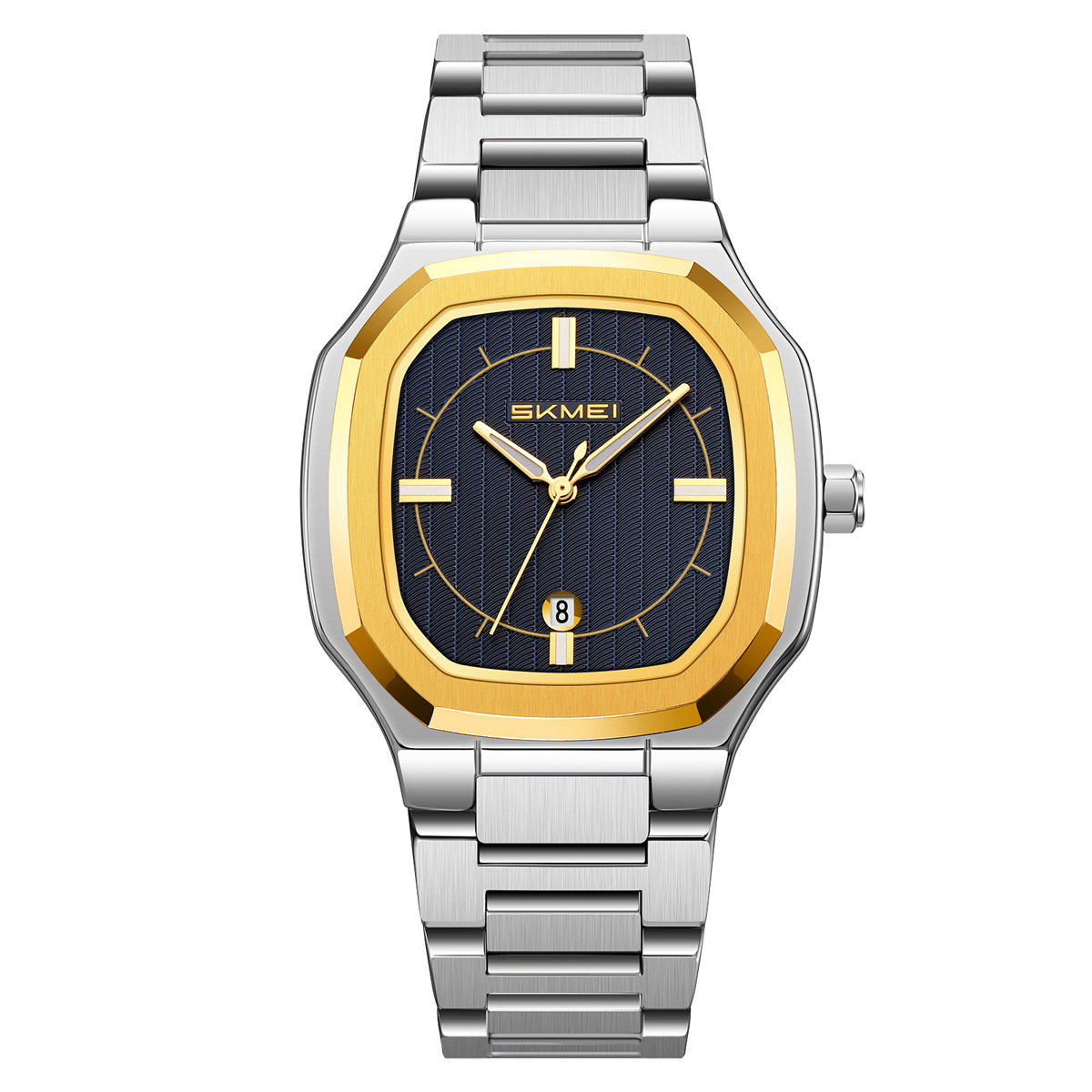 Momento de acero inoxidable oro octogonal reloj de cuarzo calendario impermeable hombre reloj de negocios fábrica de comercio exterior