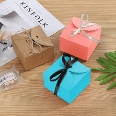 Creative New Square Pastry Box Cowhide Paper Cake Box Cookie Biscuit Caramel Egg Yolk Pastry Packaging Box 