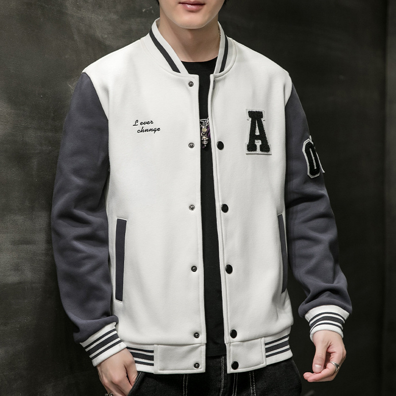 Giacca da baseball patchwork di marca alla moda da uomo, versione coreana autunnale da uomo di tendenza ruffiano, bello e casual_voghion.com