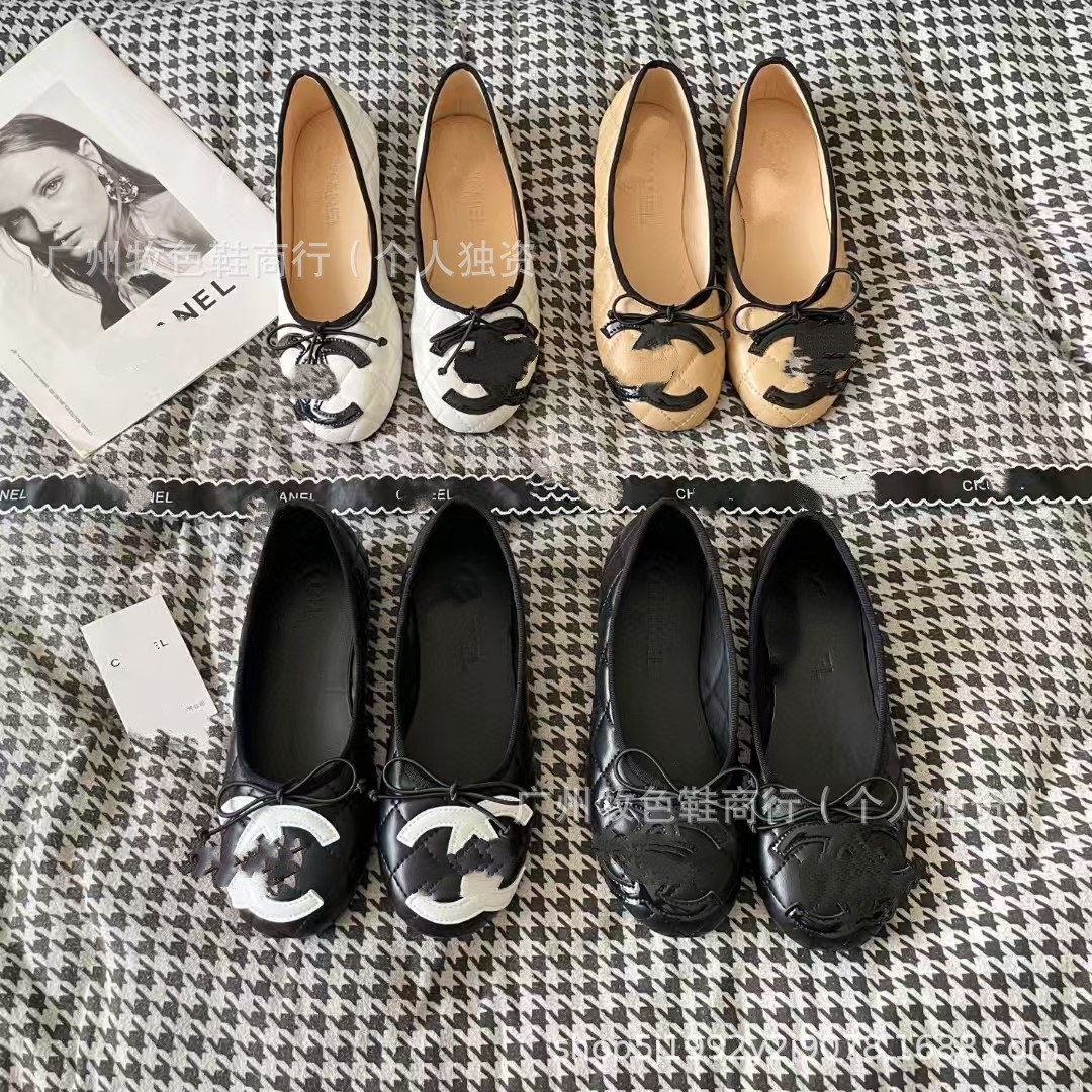 2025 Tweed Style Second-Hand Kangpeng Bow Ballet Shoes Flats Shoes Fashionable and Versatile Classic Quilted Women's Shoes